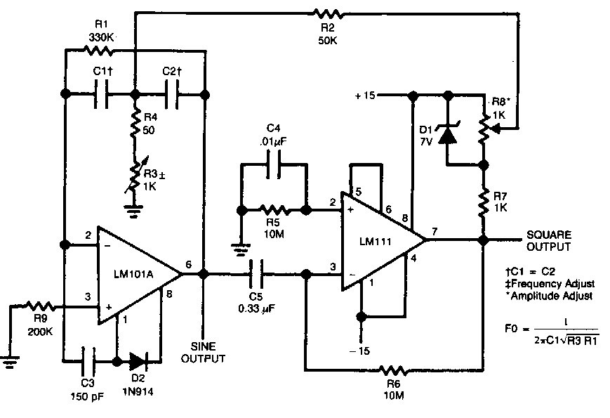 使用LM IC的方波发生器电路