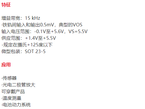 纳安功耗系列运算放大器RS8031特及应用领域