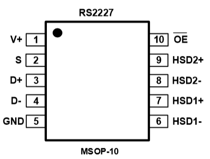 模拟开关芯片RS 2227封装脚位定义图