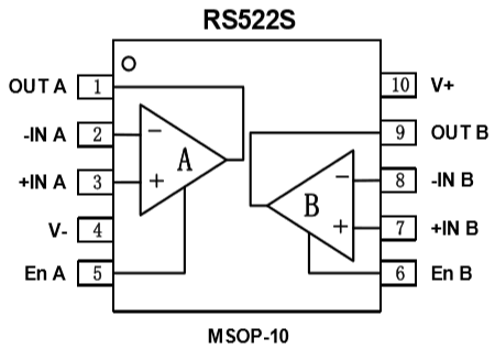 低噪声运算放大器RS 522S脚位功能定义图 低噪声运算放大器RS 522S脚位功能定义图